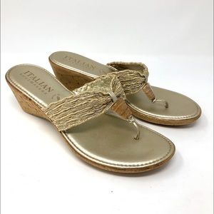 Italian Shoemakers Thong Wedge Heel Sandal 10 M